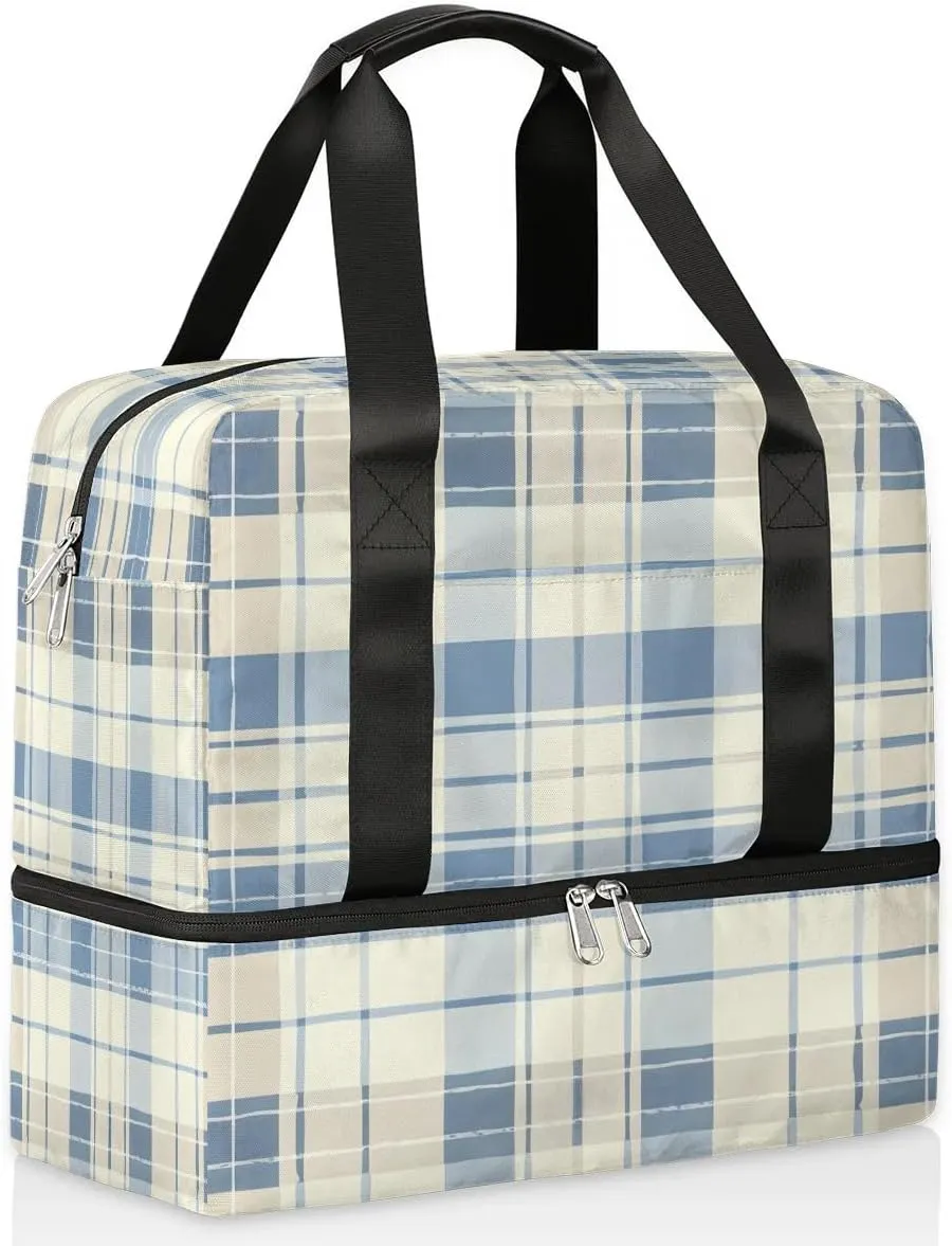 Checkered Travel Duffel Bag Dry Wet Separated Sports Tote Travel Duffle Bag Gym Workout Bag Women Travel Duffel Bag for Women, Travel, Gym, Work