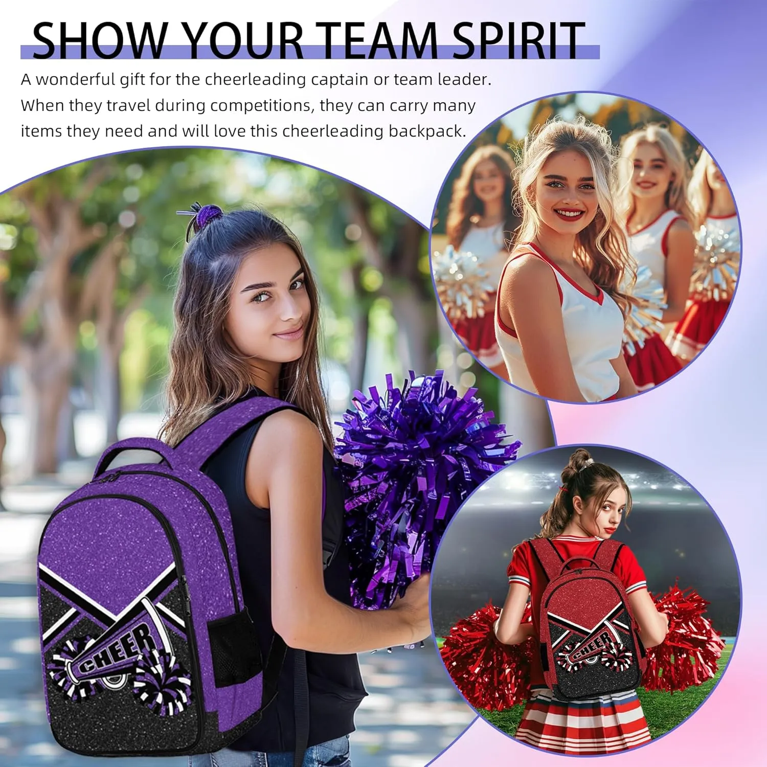 Cheer Backpack for Cheerleader, Cheerleading Backpack Gifts for Teams, Cheerleading Backpack for Women (Wine red)