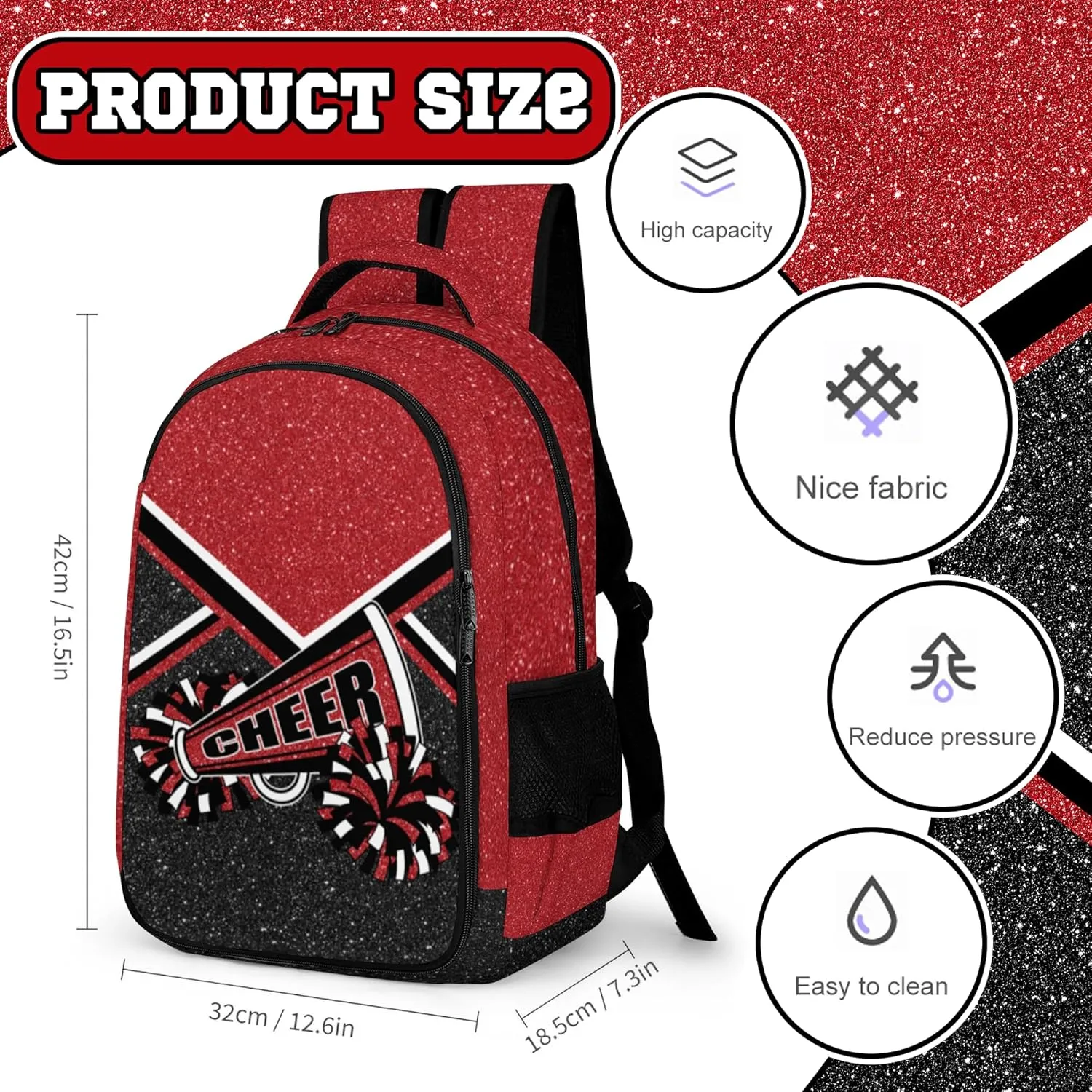 Cheer Backpack for Cheerleader, Cheerleading Backpack Gifts for Teams, Cheerleading Backpack for Women (Wine red)