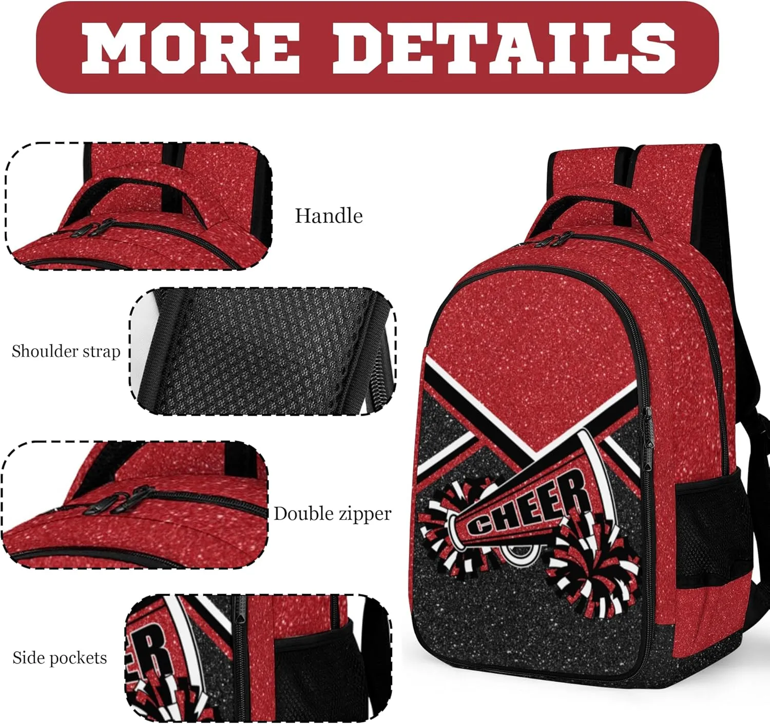 Cheer Backpack for Cheerleader, Cheerleading Backpack Gifts for Teams, Cheerleading Backpack for Women (Wine red)