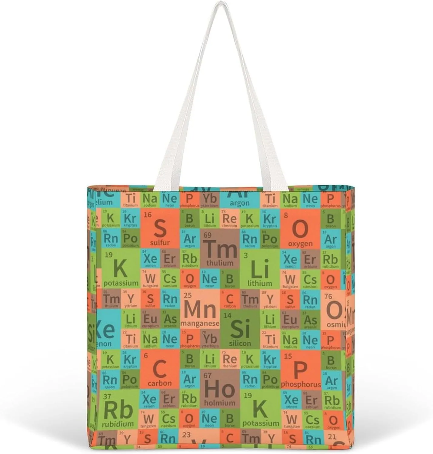 Chemical Periodic Table Canvas Handbags for Women Funny Tote Bag Reusable Shopping Grocery Bag, bhjsdf465