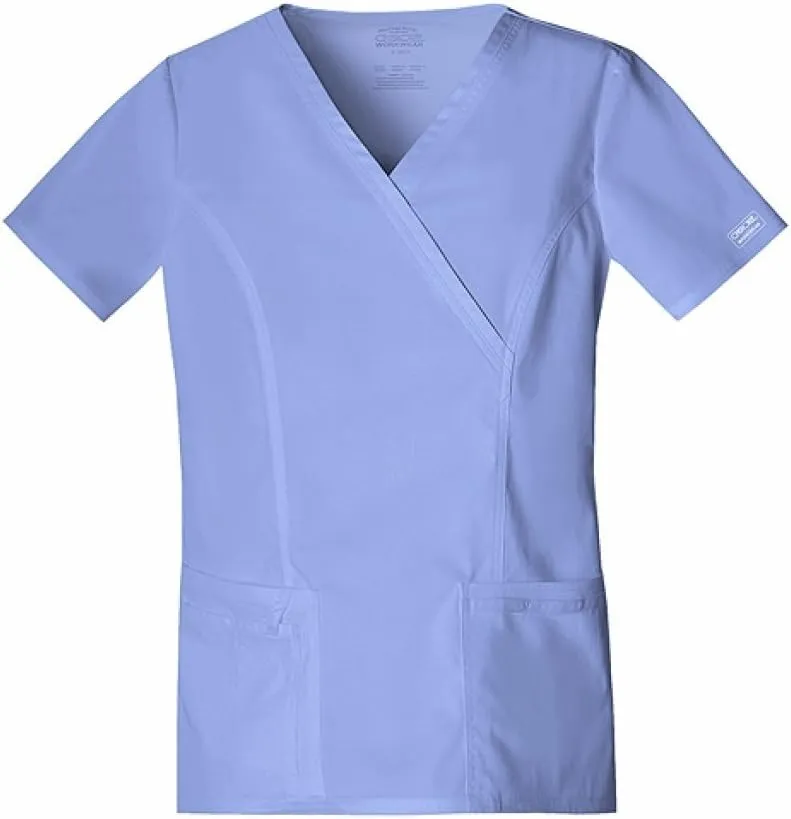 Cherokee Women Scrubs Top Workwear Core Stretch Mock Wrap 4728