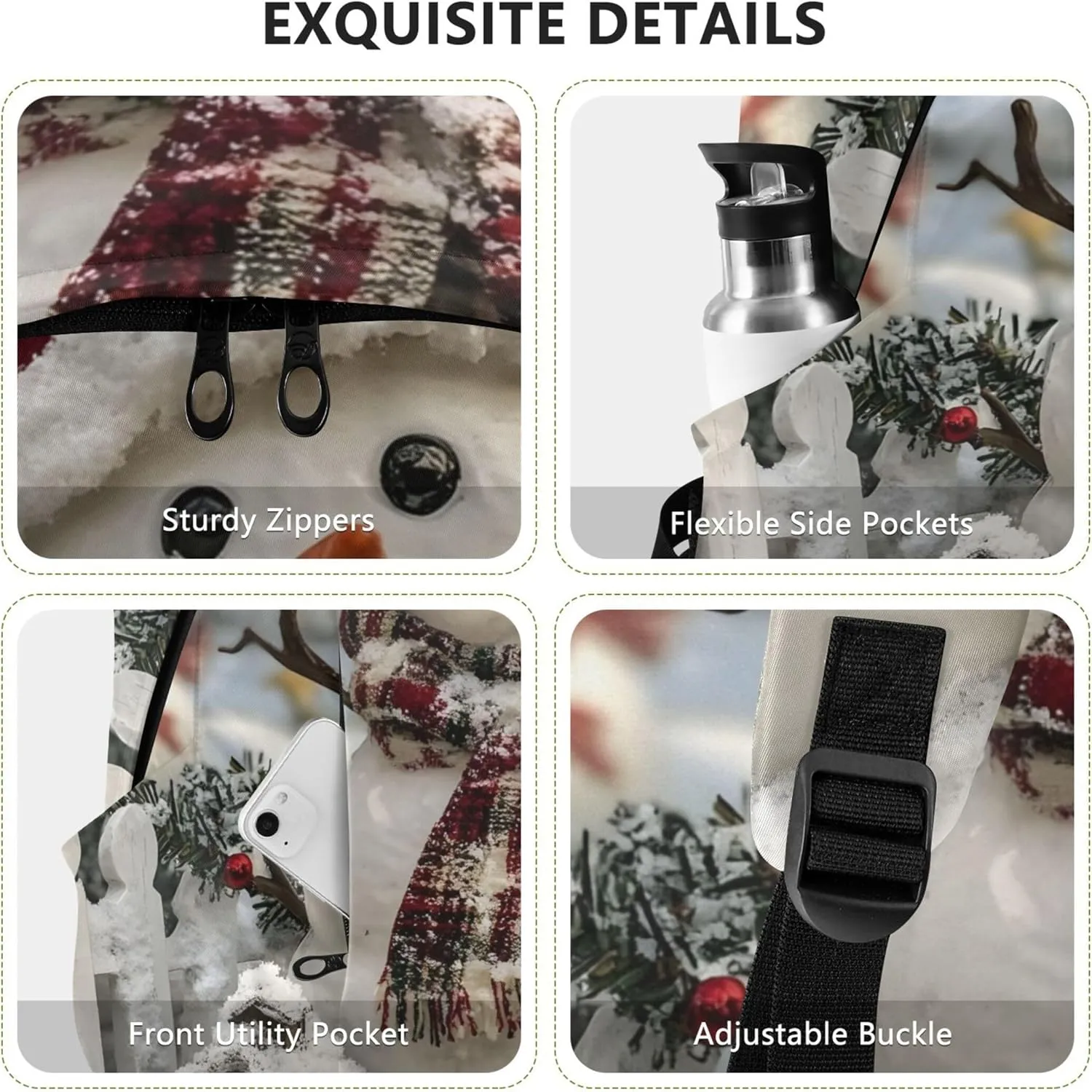 CHIFIGNO Beautiful Snowman Winter Fashion Women Cute Backpacks Casual Daypack School Backpack for Teens