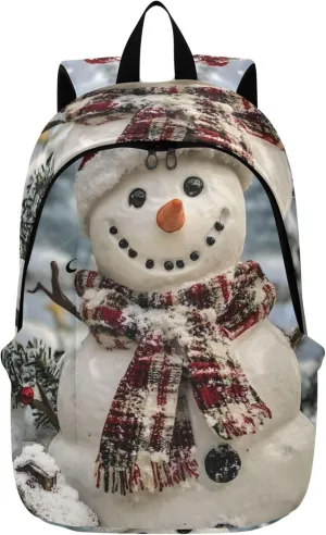 CHIFIGNO Beautiful Snowman Winter Fashion Women Cute Backpacks Casual Daypack School Backpack for Teens