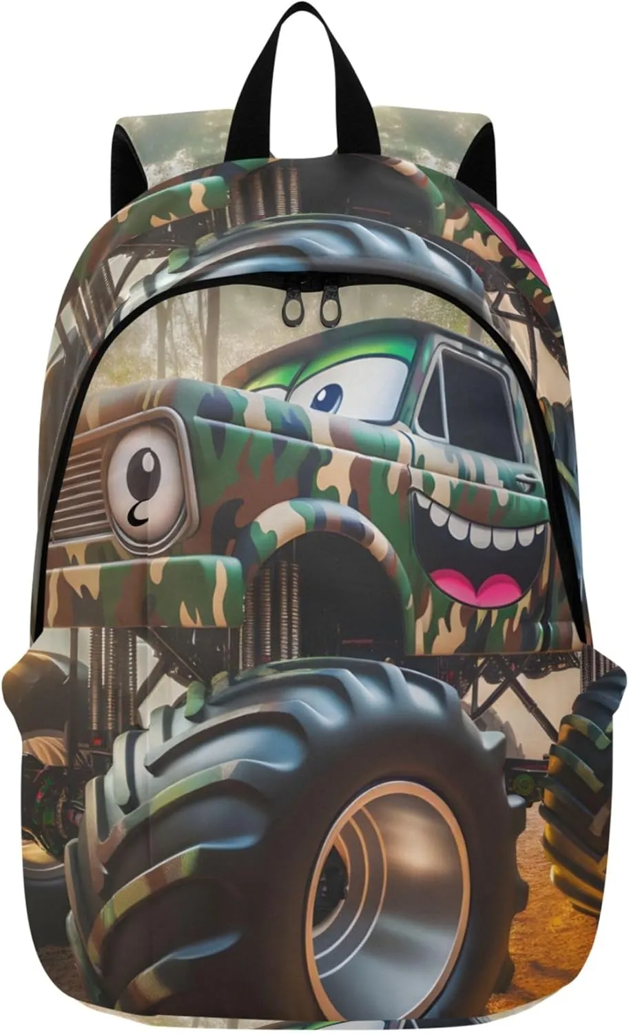 CHIFIGNO Bright Cute Backpacks for Woman Daypack Cartoon Camo Monster Trucks Daypack School Backpack for Teens