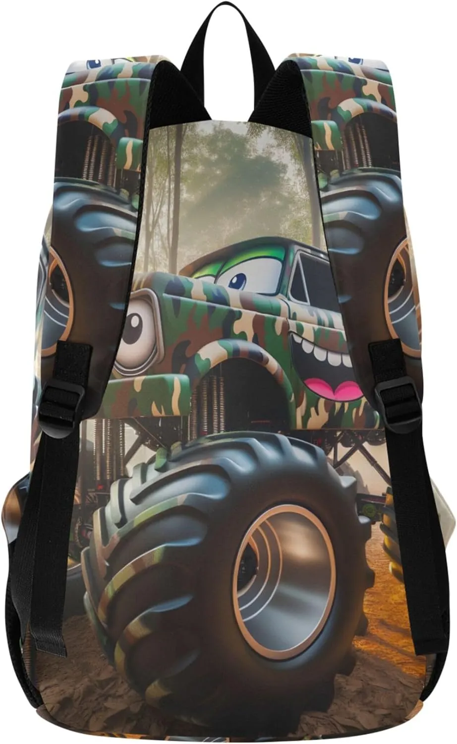 CHIFIGNO Bright Cute Backpacks for Woman Daypack Cartoon Camo Monster Trucks Daypack School Backpack for Teens