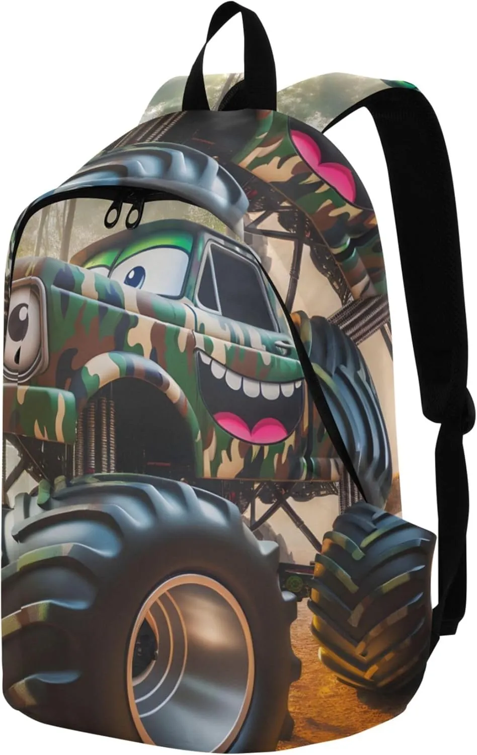 CHIFIGNO Bright Cute Backpacks for Woman Daypack Cartoon Camo Monster Trucks Daypack School Backpack for Teens