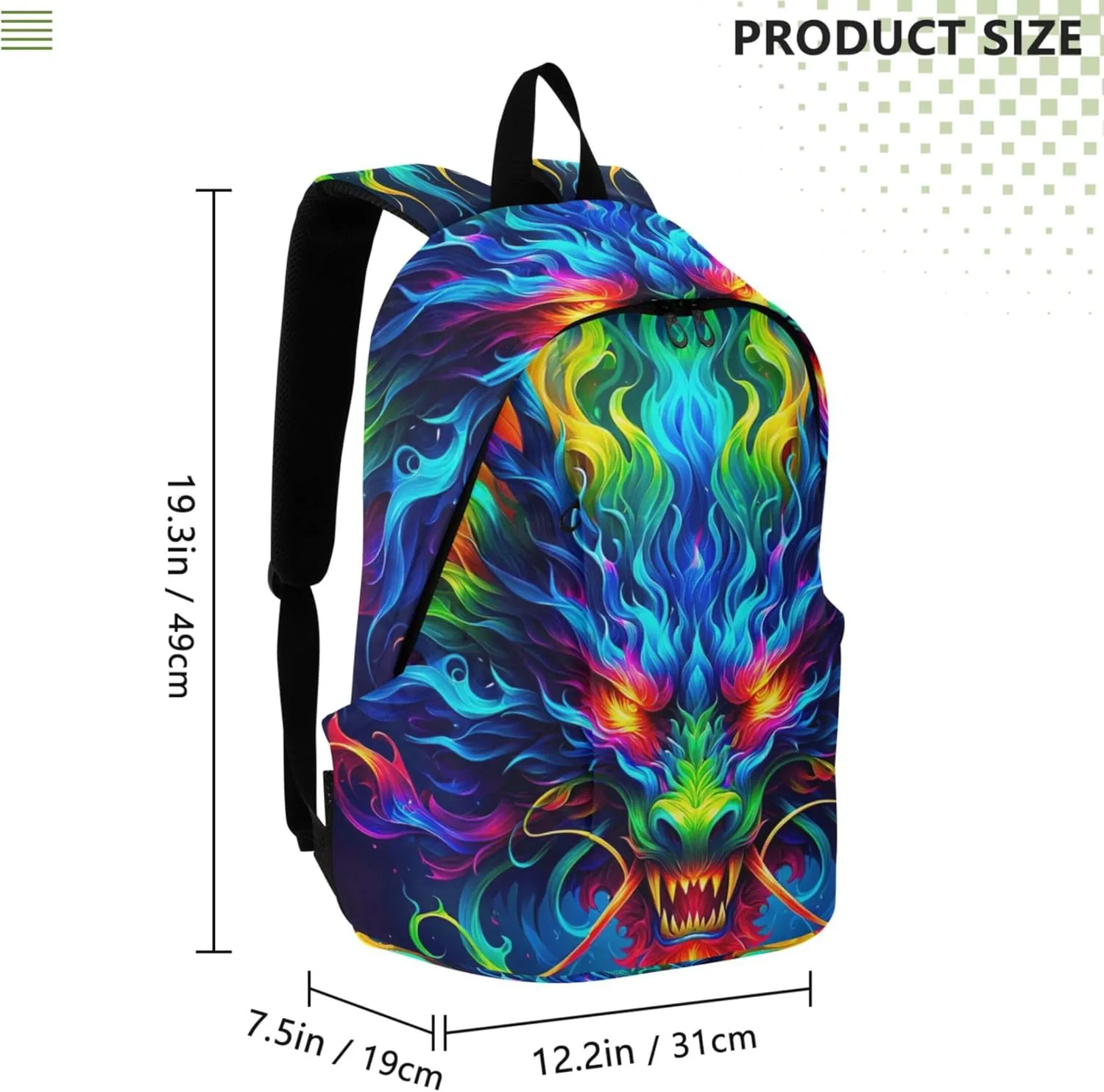 CHIFIGNO Colorful Fire Dragon Art Fashion Casual Womens Daypack Cute Backpack Teen Girls College Backpacks