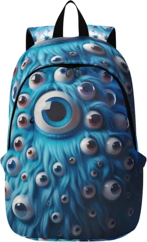 CHIFIGNO Cute Woman Casual Daypack Backpacks Blue Funny Monster Medium Gifts College Cool Backpack