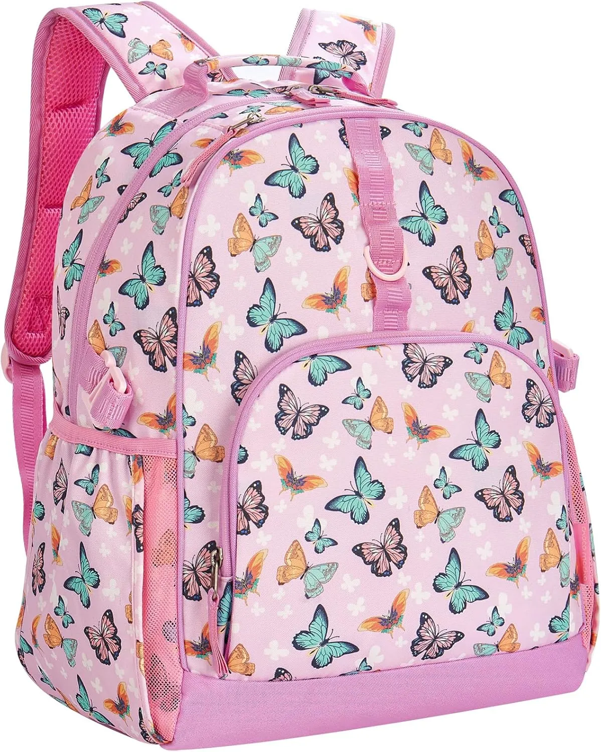 Choco Mocha Butterfly Backpack for Girls, Kids School Backpacks Girls Backpacks Ages 6-8, Kindergarten Bookbag Girl Elementary School Bag 17 Inch, Pink