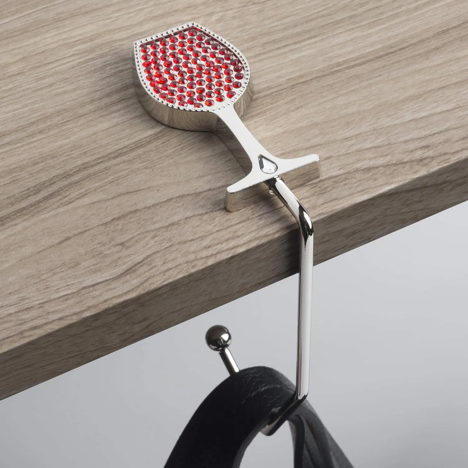 Chris's Stuff Wine Lover's Purse Hook - Portable Handbag Holder - Table/Desk Hanger with Wine Glass Rhinestone Design