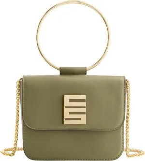 Christian Siriano New York Women's Crossbody Bag Purse, Mini Flap Shoulder Handbag with Ring Handle and Chain Strap