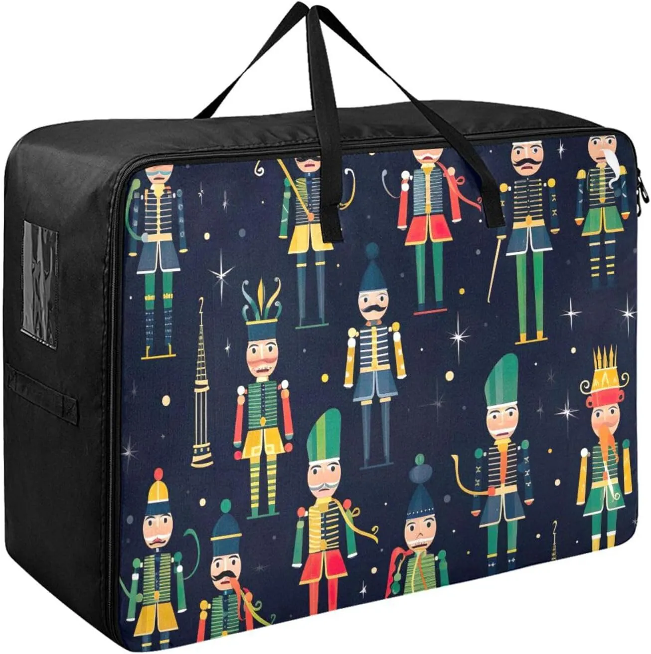 Christmas Nutcrackers Storage Bag, 27.5x19.7x11 in, Extra Large Storage Duffle Bag with Zippers and Handles Space Saving Packing Totes for Moving Supplies Storage