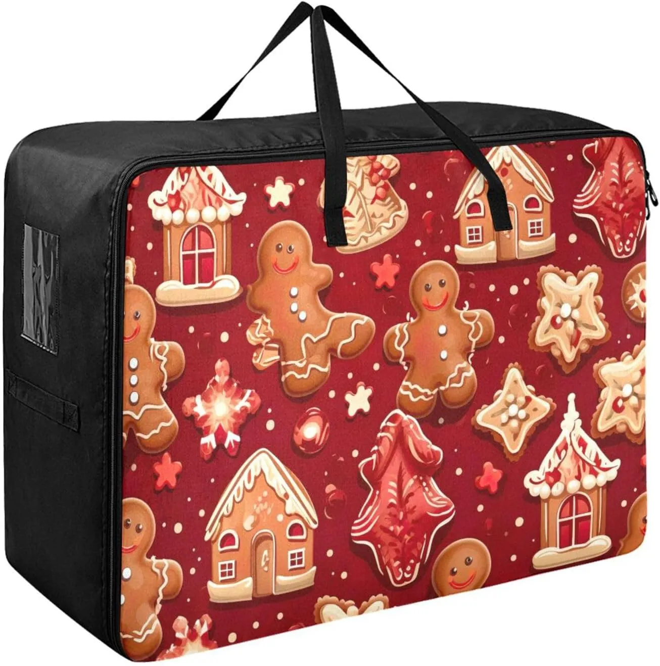 Christmas Stock Gingerbread Storage Bag, 27.5x19.7x11 in, Collapsible Moving Bags Zippered Storage Bags for Moving Essential