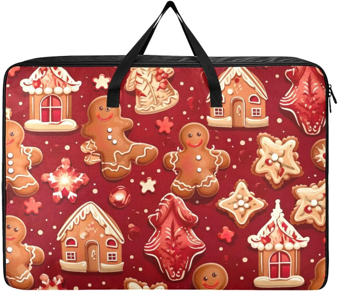 Christmas Stock Gingerbread Storage Bag, 27.5x19.7x11 in, Collapsible Moving Bags Zippered Storage Bags for Moving Essential
