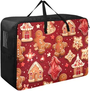 Christmas Stock Gingerbread Storage Bag, 27.5x19.7x11 in, Collapsible Moving Bags Zippered Storage Bags for Moving Essential