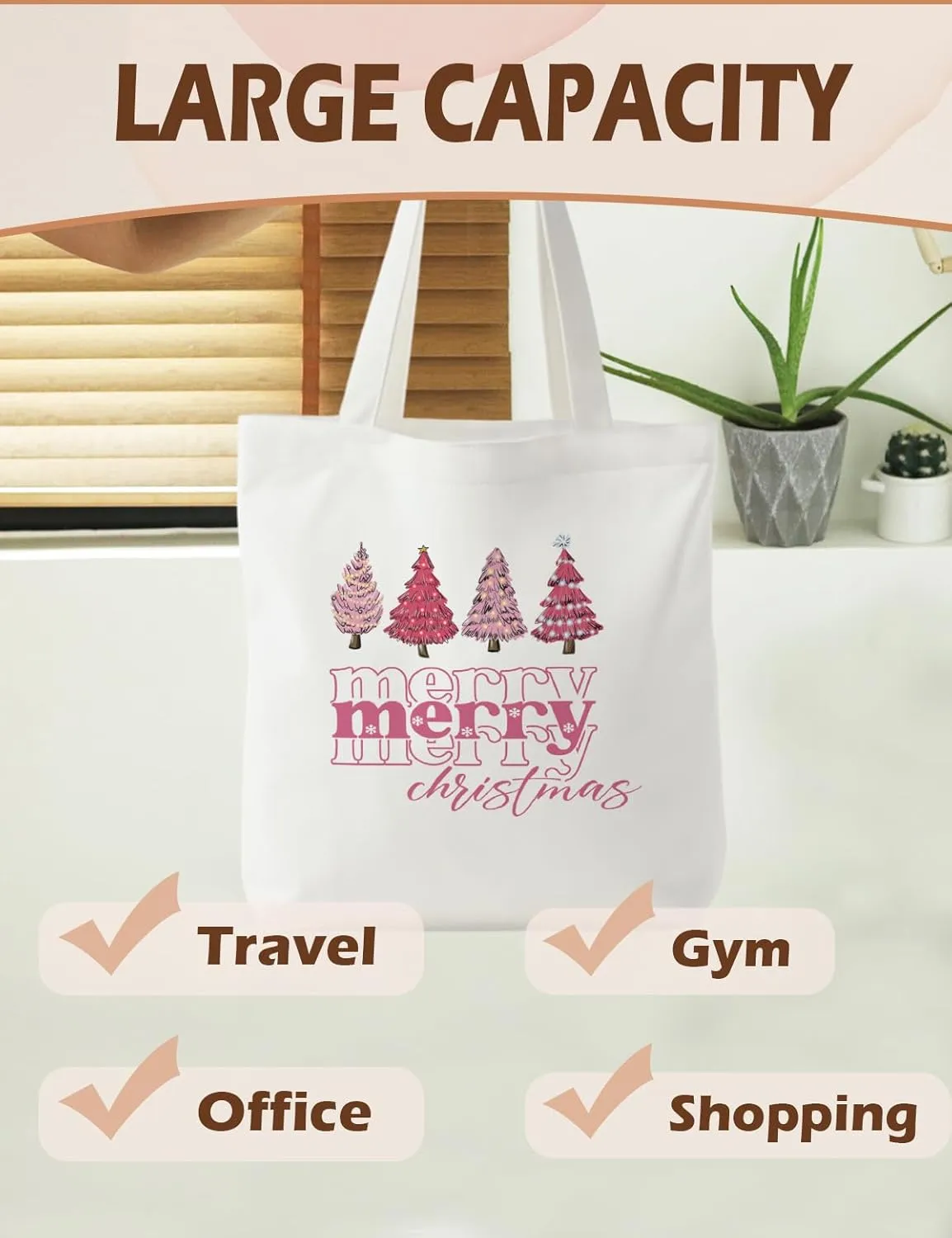 Christmas Tote Bag, Christmas Canvas Tote Bag for Women, Christmas Tote Bags with Handles