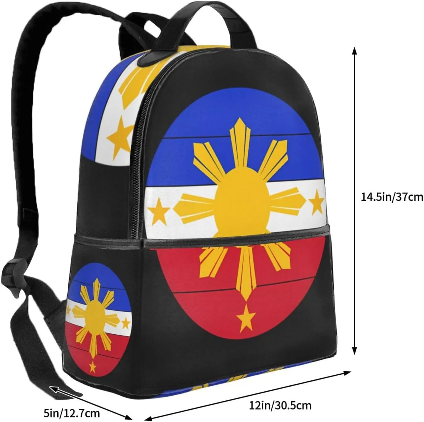 Circle Round Philippines Flag Casual Backpacks Laptop Backpack Carry-on Daypack Sports Travel Rucksack Lightweight Working Bag for Outdoor Hiking Cycling Walking