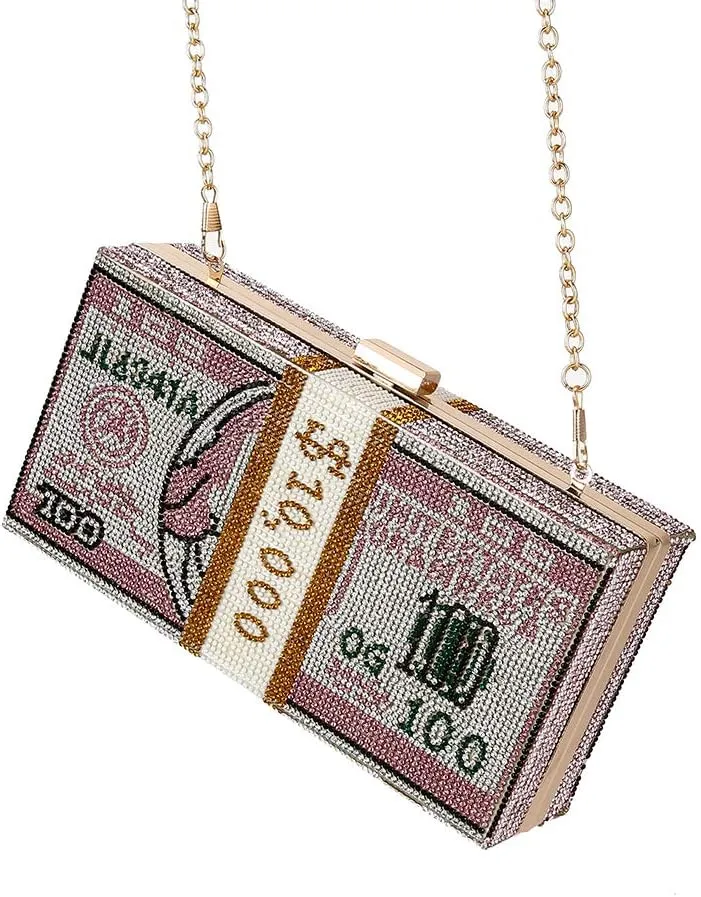 Classic Dollar Style Evening Bags With Diamond Shoulder Bag Wallet Clutch