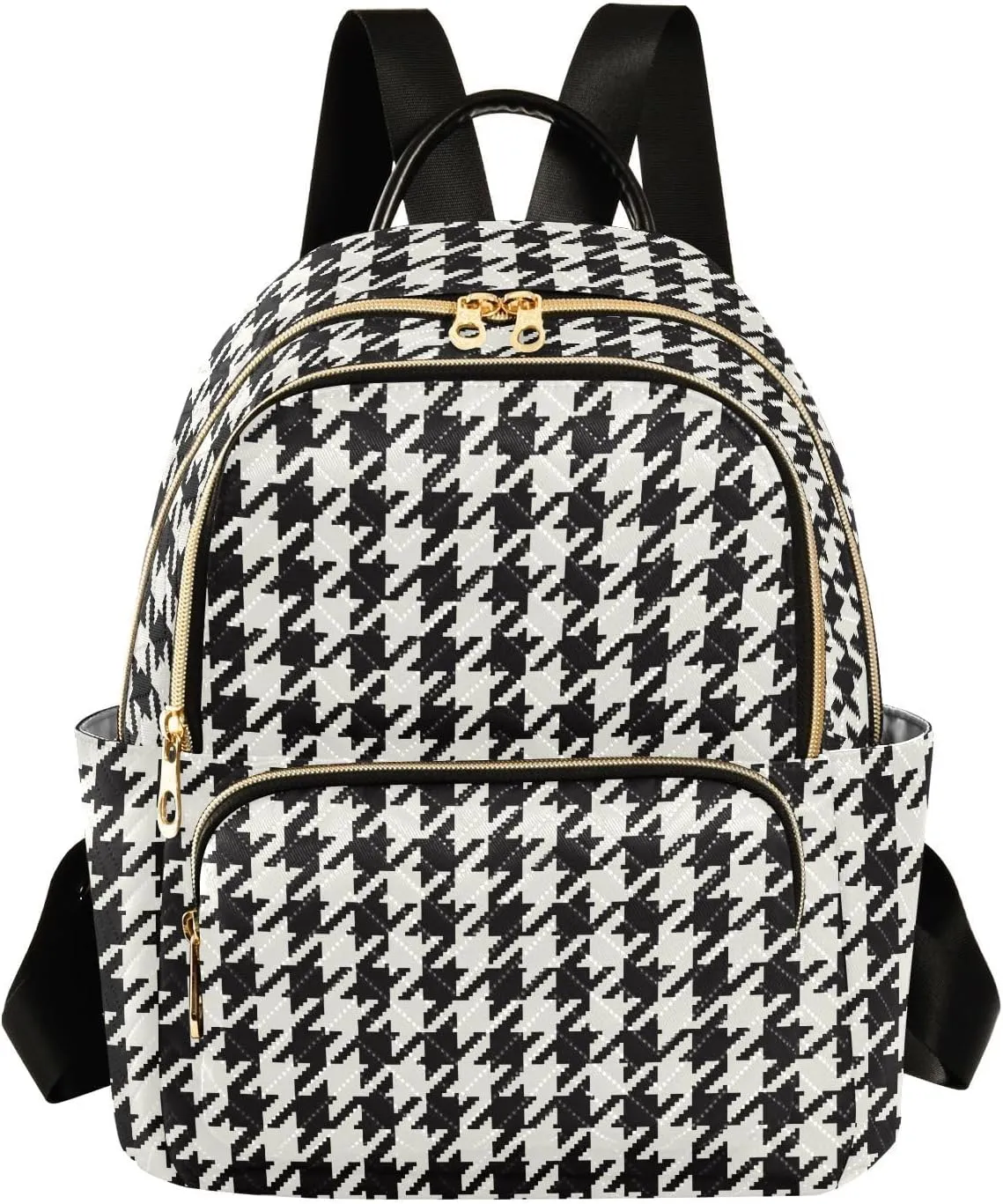 Classic Houndstooth Backpack Purse for Women Ladies Fashion Travel MiniShoulder Bags with Zipper Weekend Bag,S