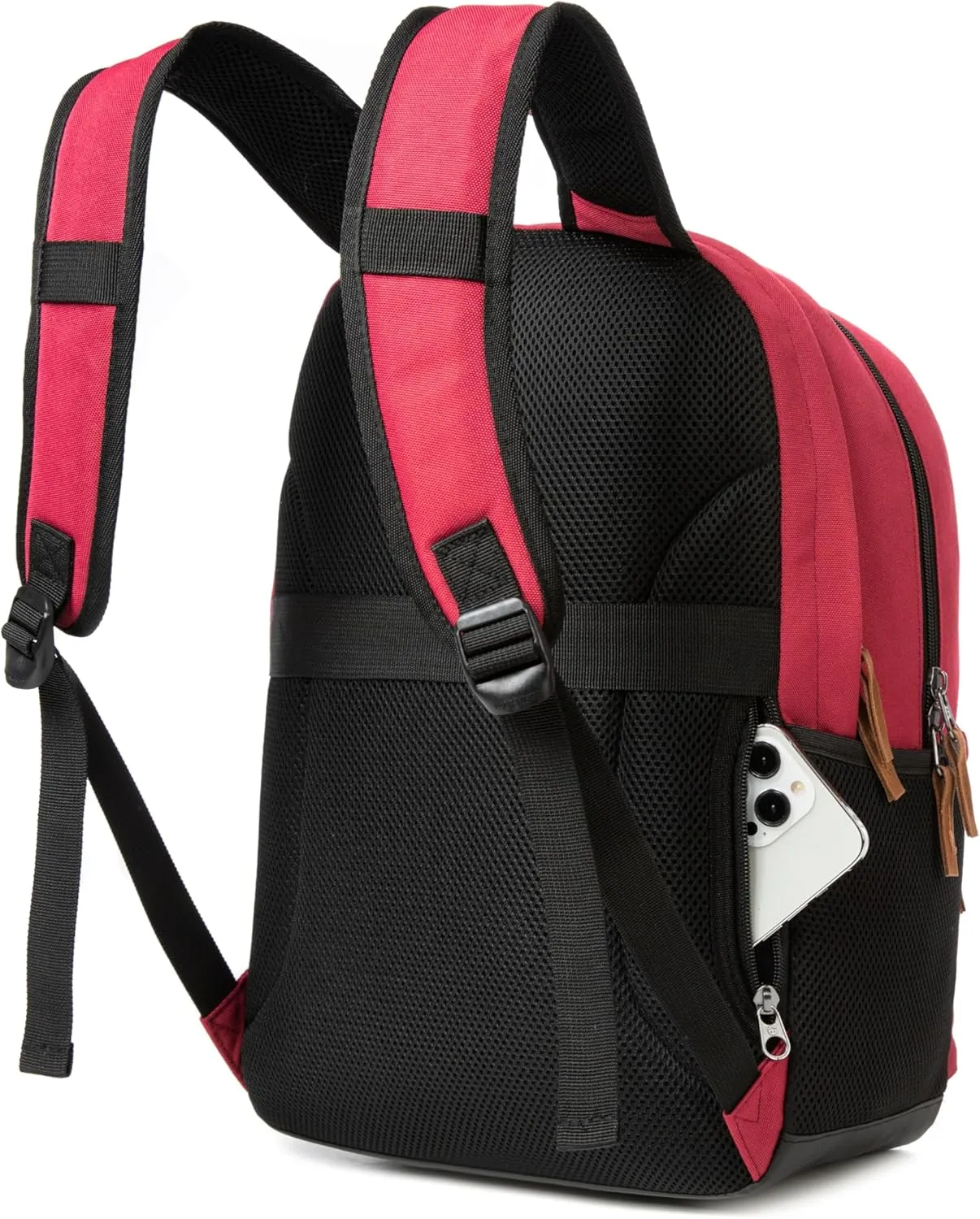 Classic Laptop Backpack with Padded 17 inch Laptop Sleeve, Multi Pocket Backpack, Casual Daypack Backpacks (Burgundy)