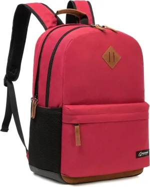 Classic Laptop Backpack with Padded 17 inch Laptop Sleeve, Multi Pocket Backpack, Casual Daypack Backpacks (Burgundy)
