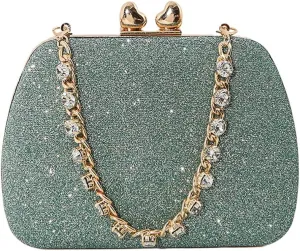 Classic Shinny Evening Bag for Women Crystal Diamond Removable Chain Clutch Purse Handbag for Festival Celebration