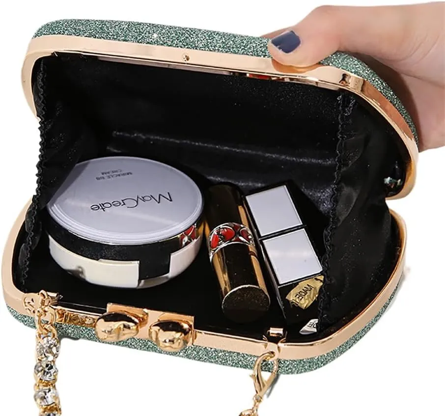 Classic Shinny Evening Bag for Women Crystal Diamond Removable Chain Clutch Purse Handbag for Festival Celebration