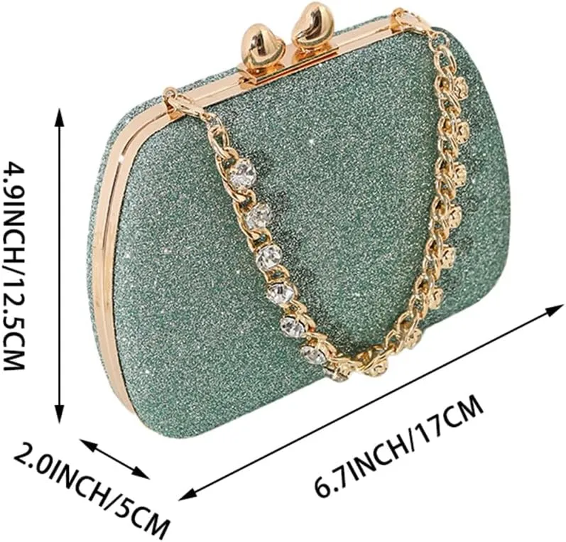 Classic Shinny Evening Bag for Women Crystal Diamond Removable Chain Clutch Purse Handbag for Festival Celebration