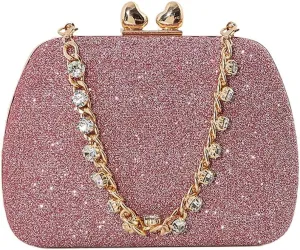 Classic Shinny Evening Bag for Women Crystal Diamond Removable Chain Clutch Purse Handbag for Festival Celebration