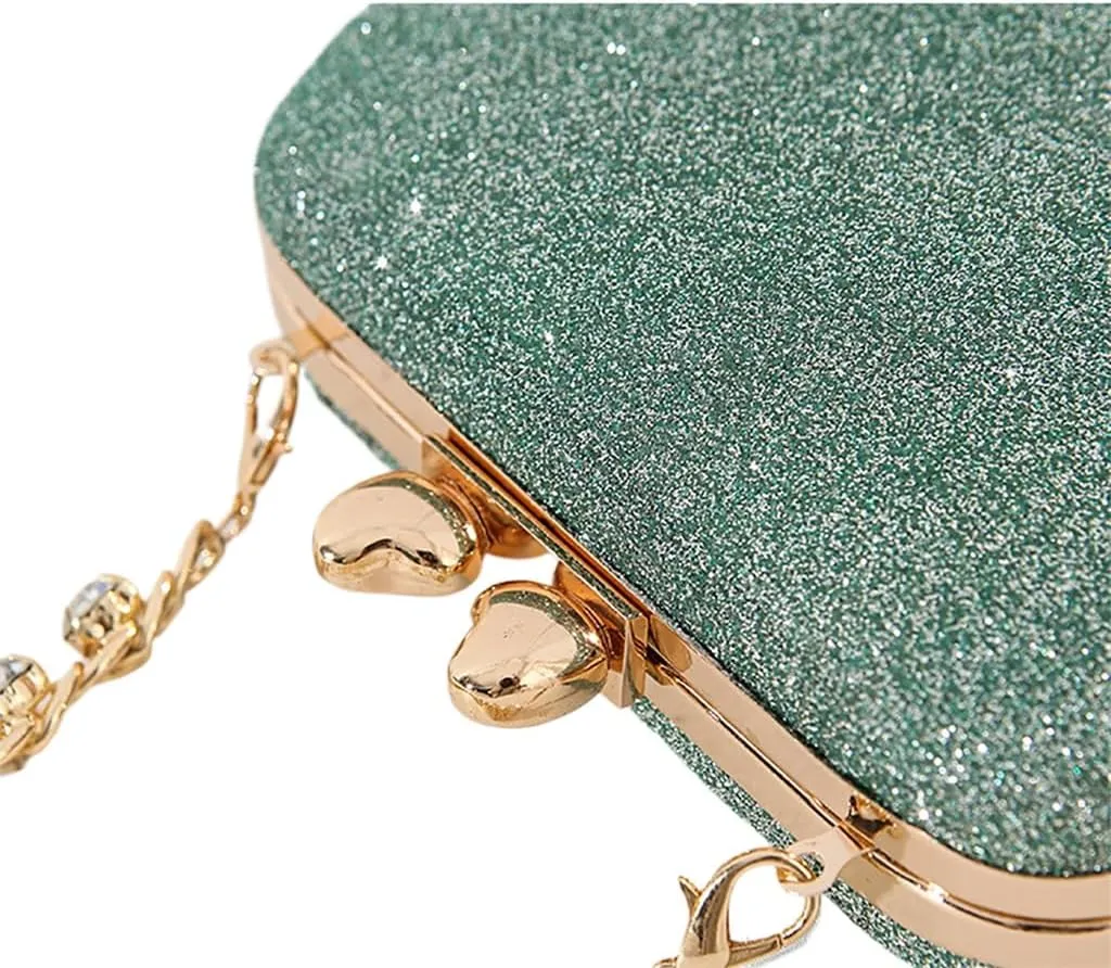 Classic Shinny Evening Bag for Women Crystal Diamond Removable Chain Clutch Purse Handbag for Festival Celebration