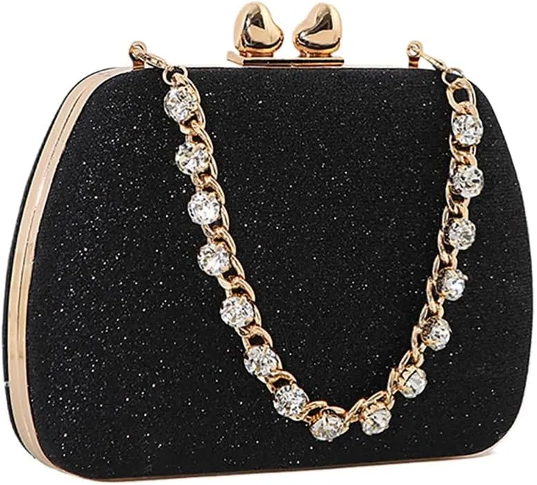 Classic Shinny Evening Bag for Women Crystal Diamond Removable Chain Clutch Purse Handbag for Festival Celebration