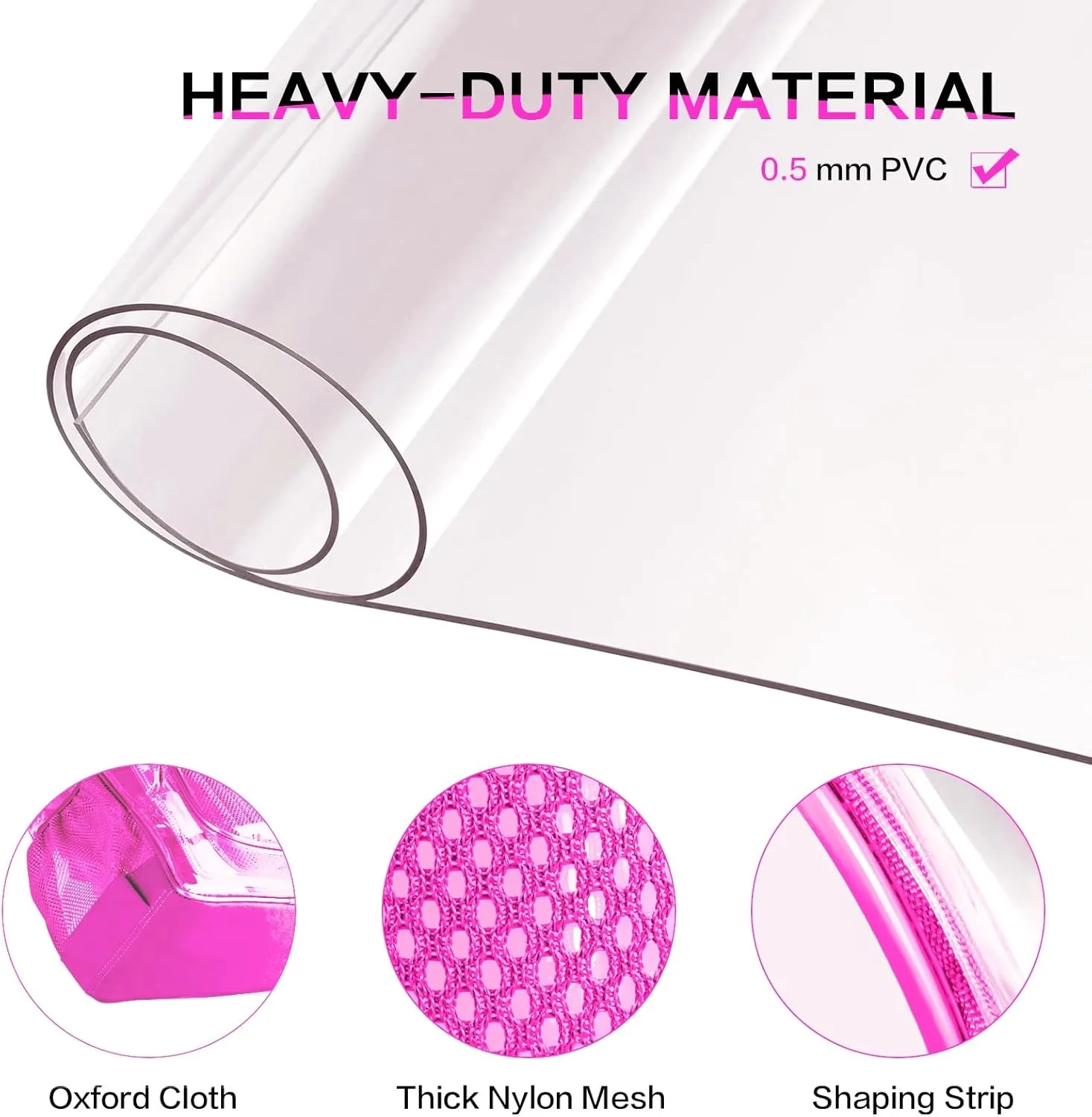 Clear Backpack Heavy Duty Large Transparent Backpack with Reinforced Bottom Multi-pockets for College, Travel, Workplace Security - Pink