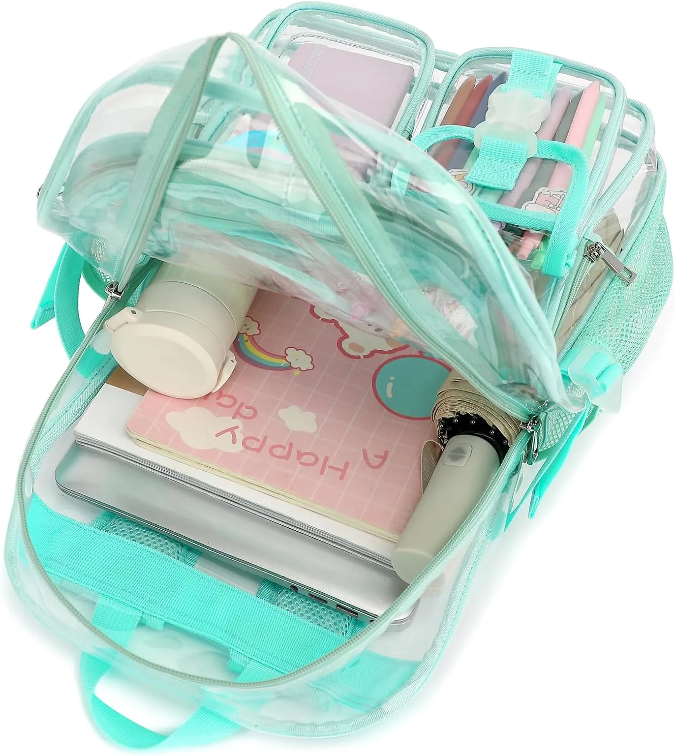 Clear Backpack Heavy Duty Transparent Backpacks Stadium Approved for School Work Sport Travel (Green)