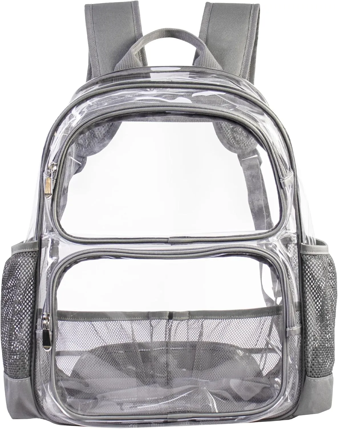 Clear Backpack Heavy Duty,17'' Transparent Bag See Through Backpack for College Work Travel Security,Gray