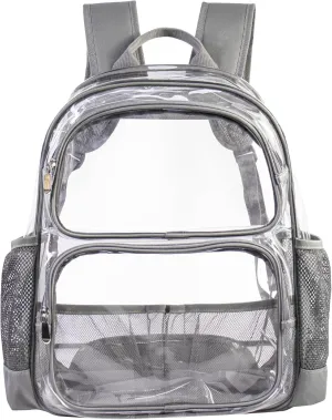 Clear Backpack Heavy Duty,17'' Transparent Bag See Through Backpack for College Work Travel Security,Gray