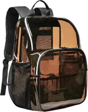 Clear Backpack, See Through Transparent Bookbag for College, Work, Travel - Heavy Duty, Brown