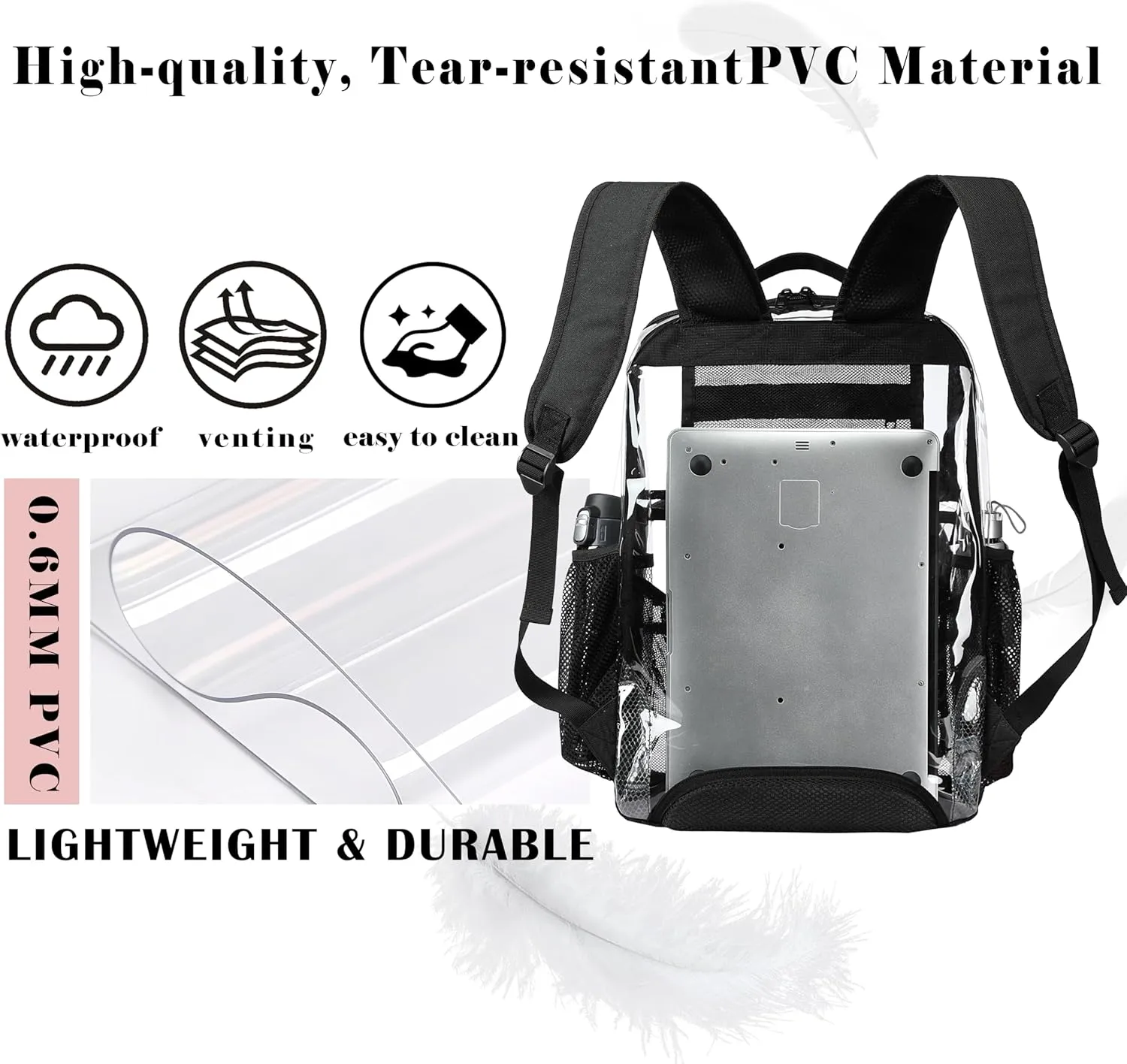 Clear Backpack,See Through Backpack School Approved Heavy Duty Clear Backpack Transparent Bookbag for College Work Travel Security,Blue