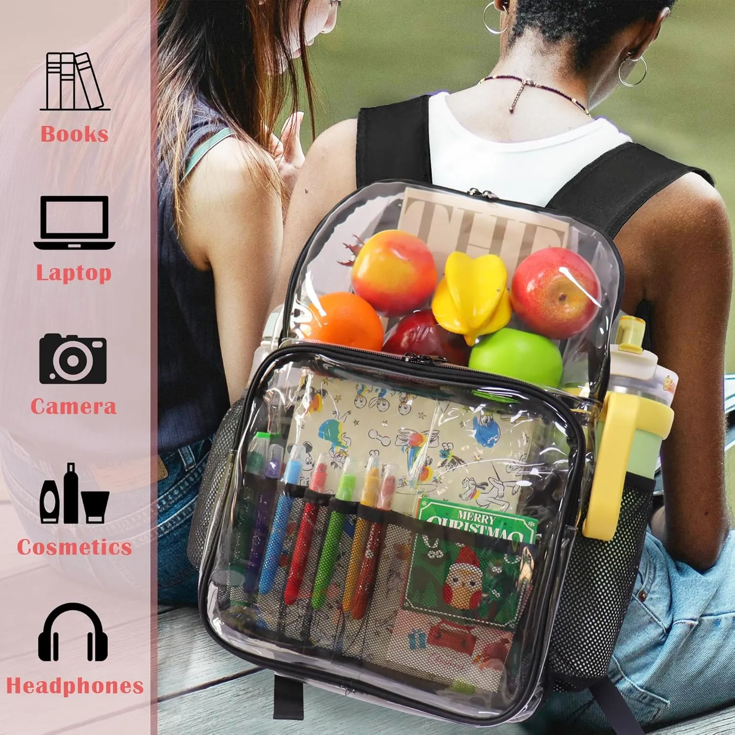 Clear Backpack,See Through Backpack School Approved Heavy Duty Clear Backpack Transparent Bookbag for College Work Travel Security,Blue