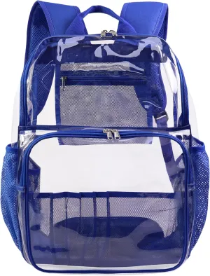 Clear Backpack,See Through Backpack School Approved Heavy Duty Clear Backpack Transparent Bookbag for College Work Travel Security,Blue