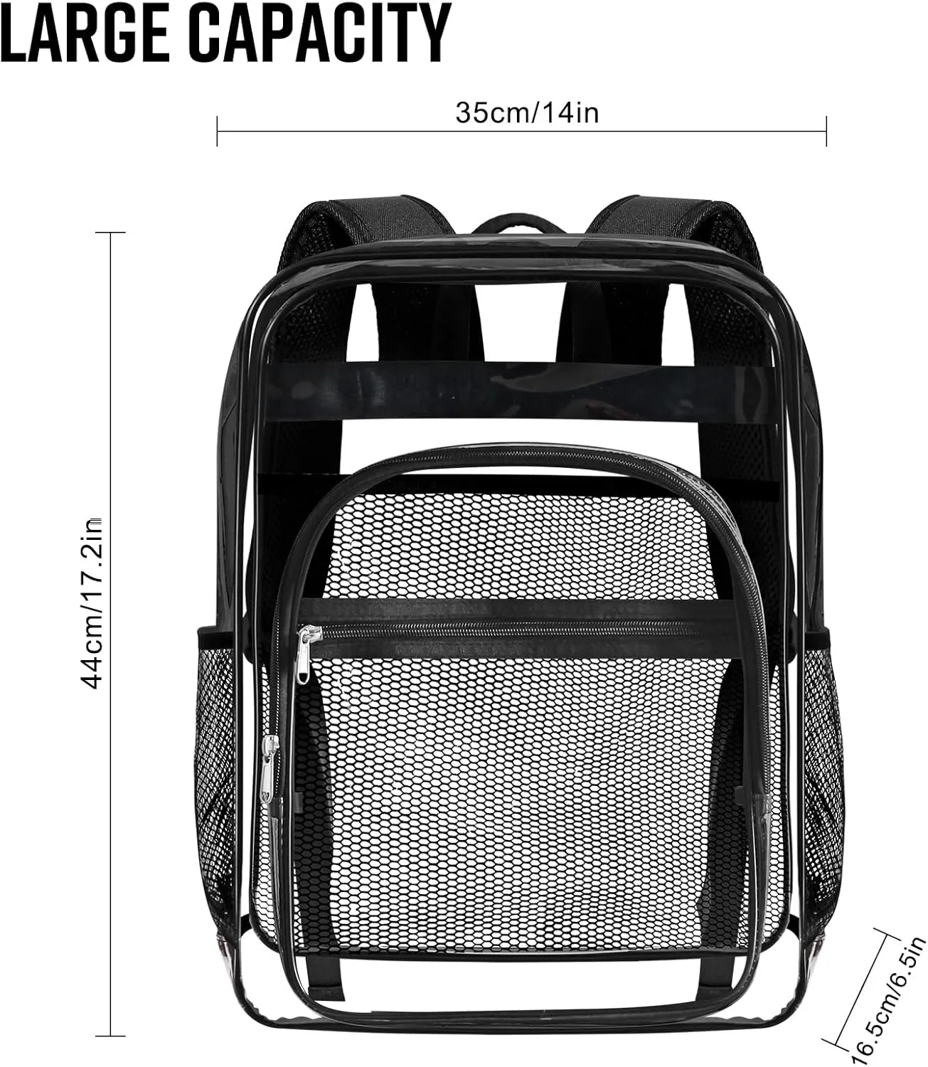 Clear Bookbag,Clear Backpack for School,Heavy Duty PVC Transparent Backpack, With Water-Resistant PVC Plastic Material and Ruggedly Ruinforced Shoulder Straps