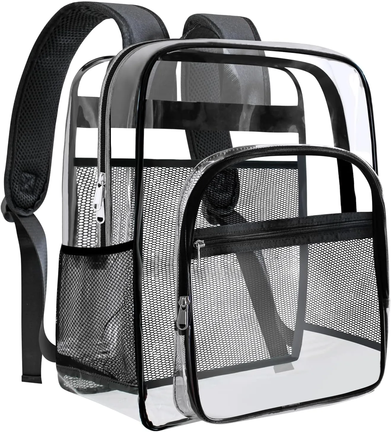 Clear Bookbag,Clear Backpack for School,Heavy Duty PVC Transparent Backpack, With Water-Resistant PVC Plastic Material and Ruggedly Ruinforced Shoulder Straps