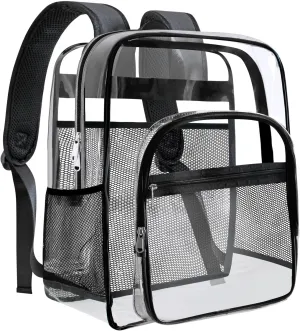 Clear Bookbag,Clear Backpack for School,Heavy Duty PVC Transparent Backpack, With Water-Resistant PVC Plastic Material and Ruggedly Ruinforced Shoulder Straps