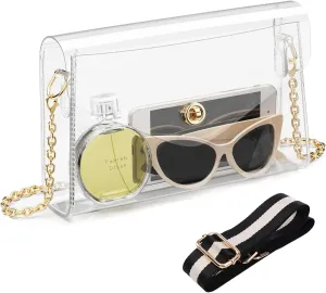 Clear Purse for Women, Stadium Approved Crossbody Bag with 2 Straps for Concerts