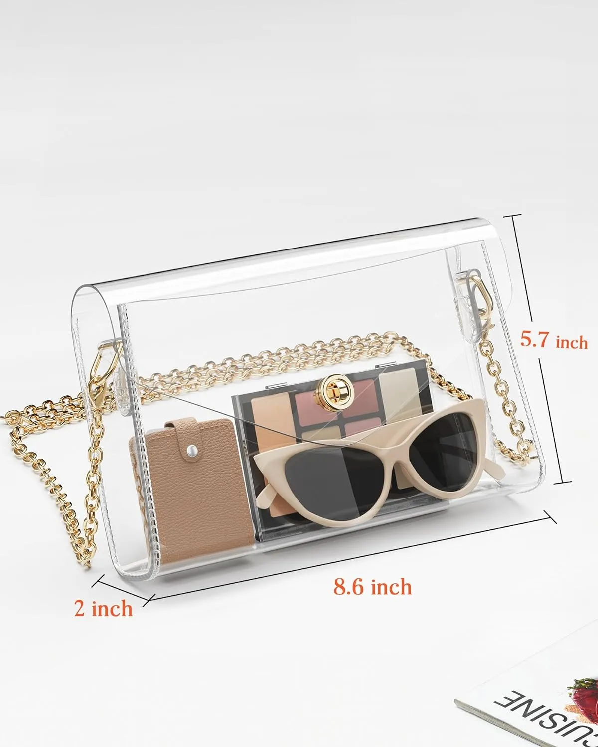 Clear Purse for Women, Stadium Approved Crossbody Bag with 2 Straps for Concerts