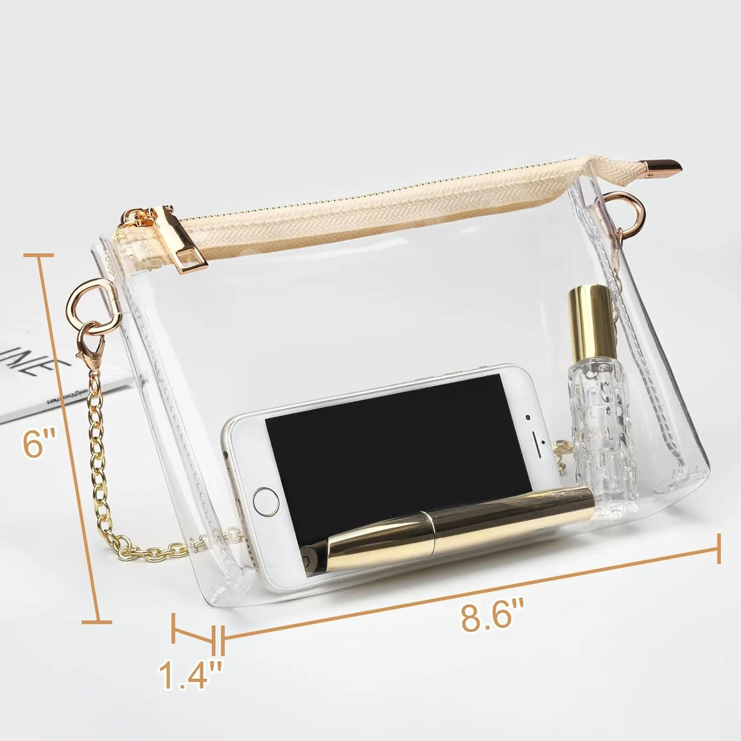 Clear Purse for Women - Stadium Approved Small Crossbody Bag with Zipper, Clear Stadium Bag for Concerts, Sports
