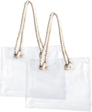 Clear Tote Bag, Transparent PVC, Unisex Stadium Bag for Concerts, Festivals, Work, Vinyl