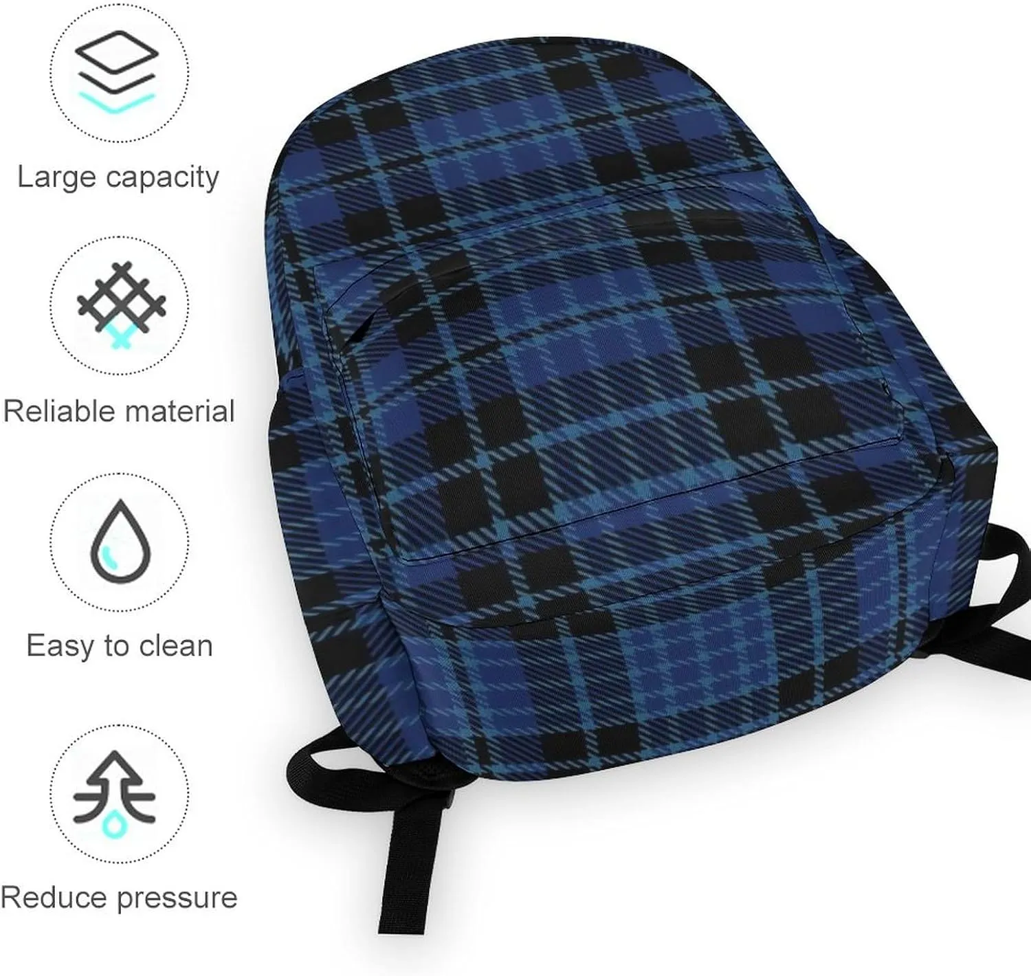 Clergy Blue Black White Casual Lightweight Large Capacity Travel Backpack Unisex