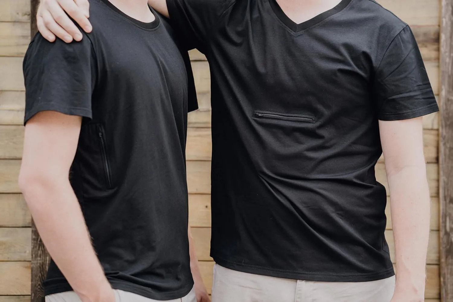 Clever Travel Companion Crew Neck Men's Tee Shirt - Pickpocket Proof Cotton Sublimation Tees with 2 Secret Hidden Pocket