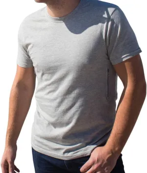Clever Travel Companion Crew Neck Men's Tee Shirt - Pickpocket Proof Cotton Sublimation Tees with 2 Secret Hidden Pocket